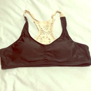 Black and lace bikini top, size small NEVER WORN